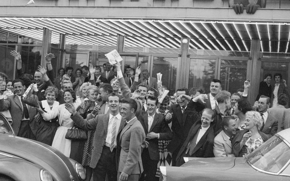 VM-vaka på Rondo i samband med Ingemar Johansson VM-match mot Floyd Patterson i New York 1959. 